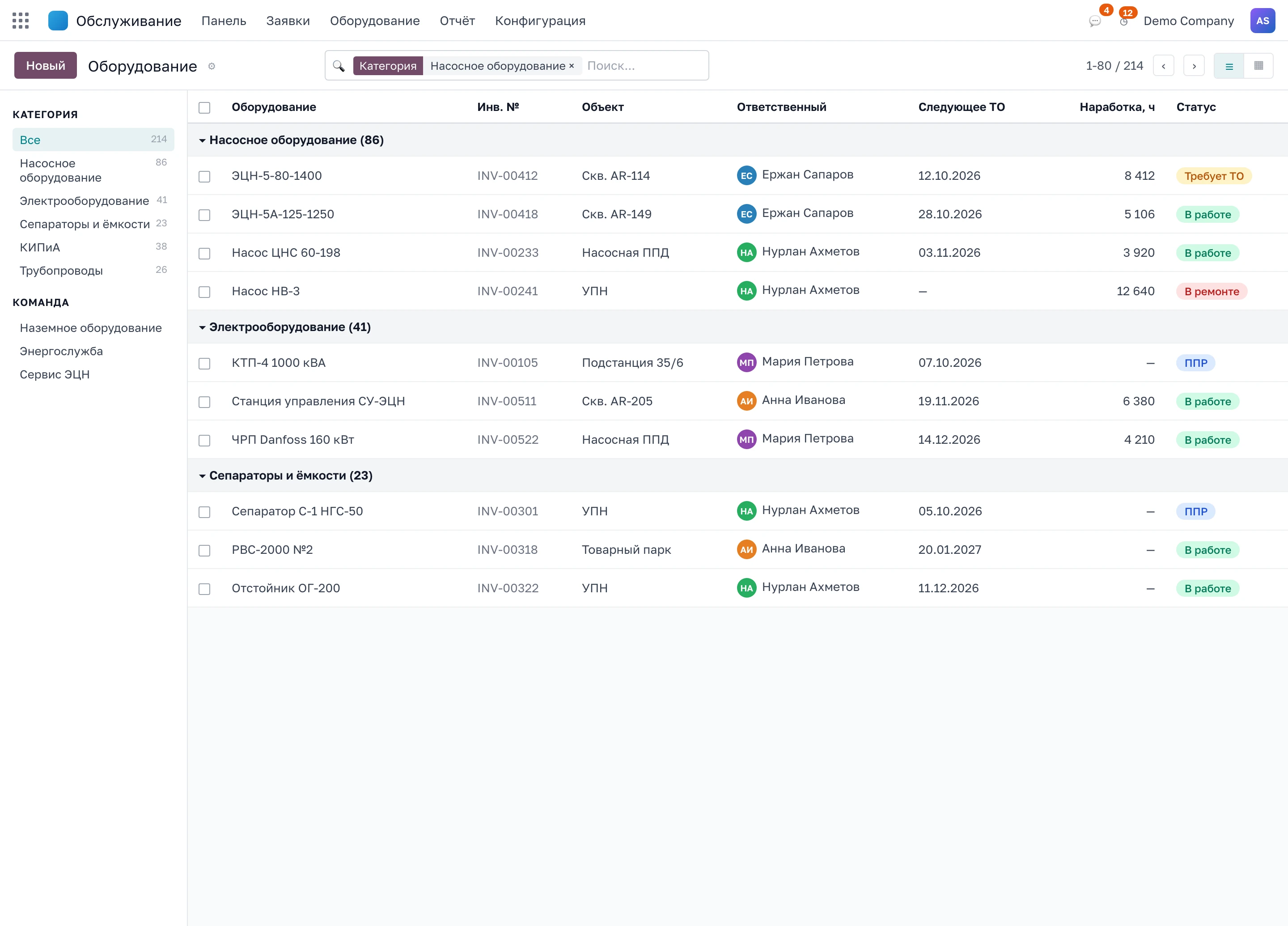 Odoo: реестр оборудования